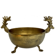Reindeer Bowl with Legs - Large - Raw Antique Gold