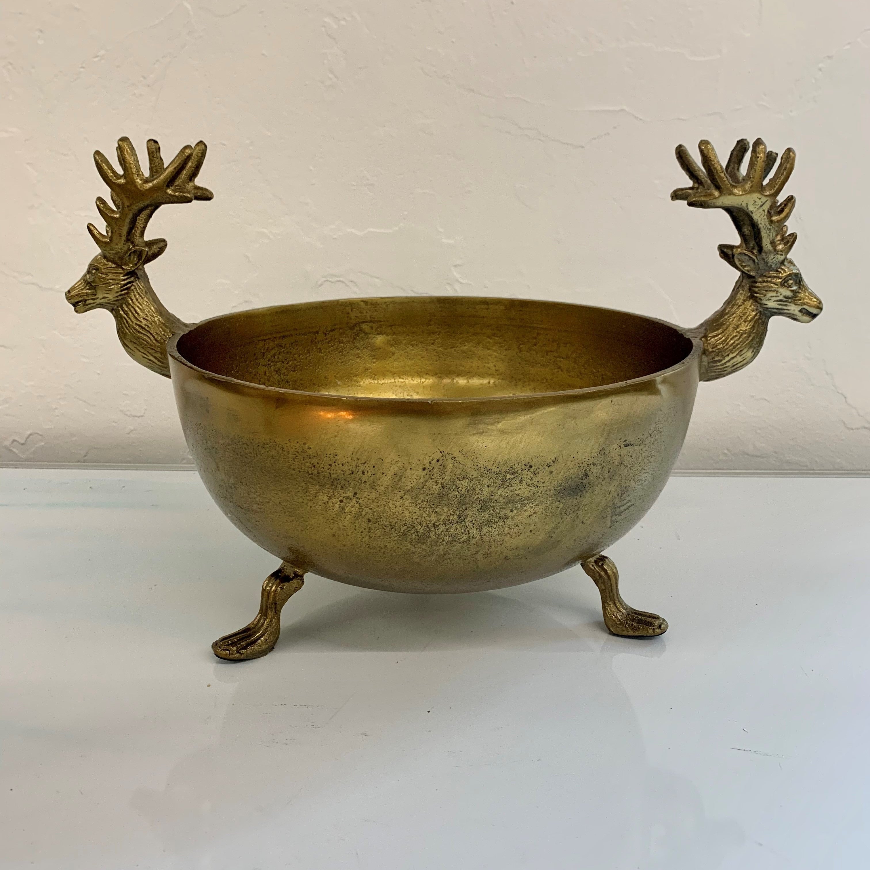 Reindeer Bowl with Legs - Large - Raw Antique Gold