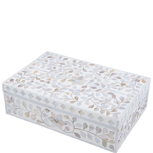 Mother of Pearl Inlay Box - White