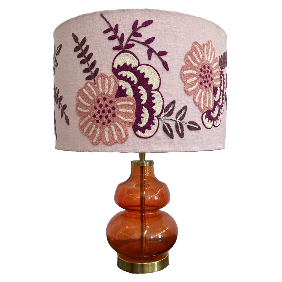 Pastel Pink Embroidered Lampshade