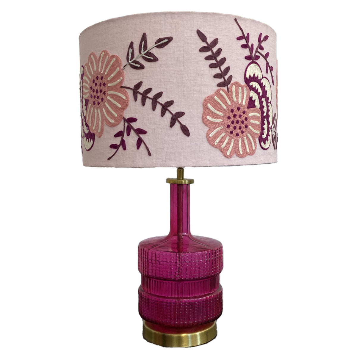 Pastel Pink Embroidered Lampshade