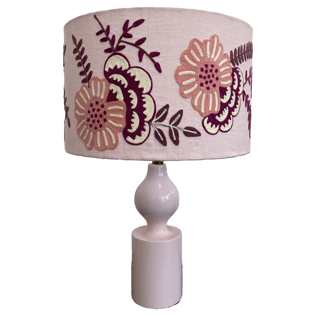 Pastel Pink Embroidered Lampshade
