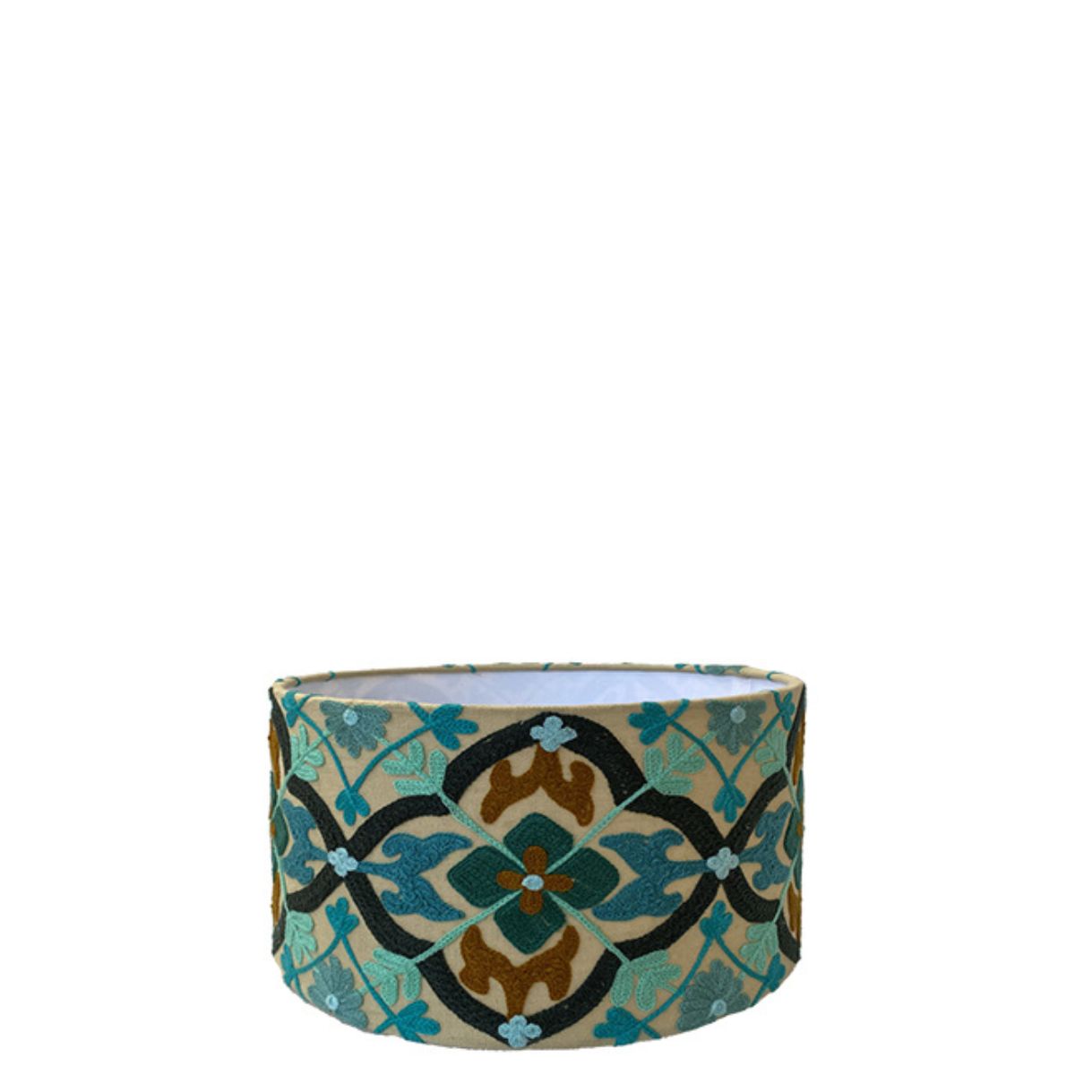 Cotton Drum Shade - Mosaic - Turquoise Multi