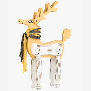 Wooden Painted Reindeer - Distressed Yellow