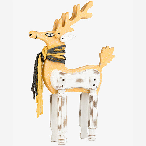 Wooden Painted Reindeer - Distressed Yellow