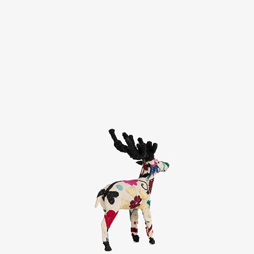 Embroidered Reindeer - Small - White Multi
