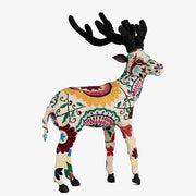 Embroidered Reindeer - Large - White Multi