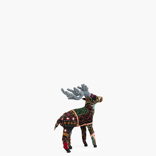 Embroidered Reindeer - Small - Black Multi