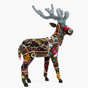 Embroidered Reindeer - Large - Black Multi