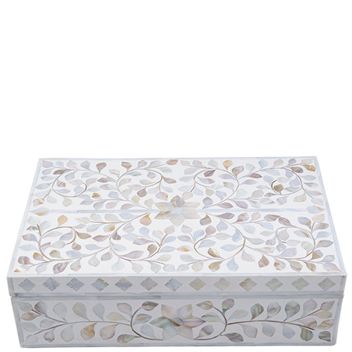 Mother of Pearl Inlay Box - White