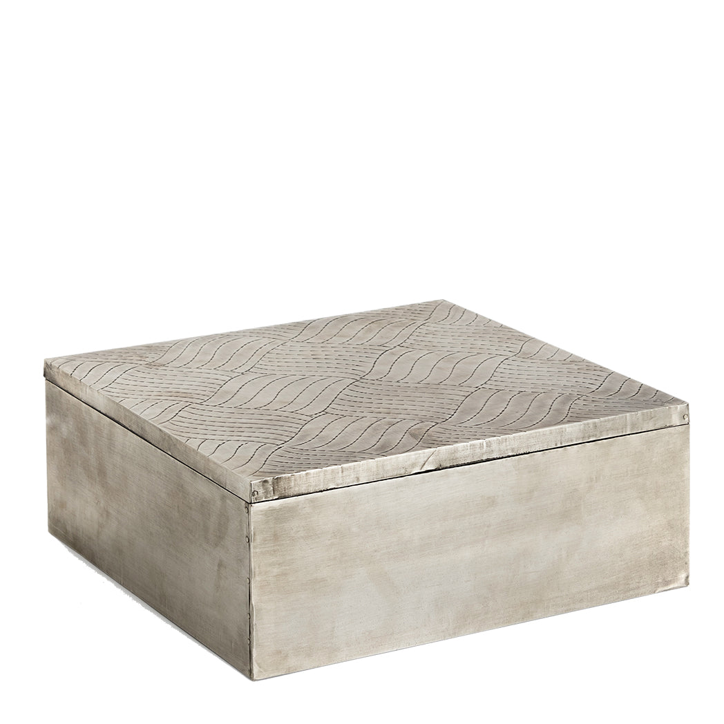 Carved 'Linear' Box - Silver Antique
