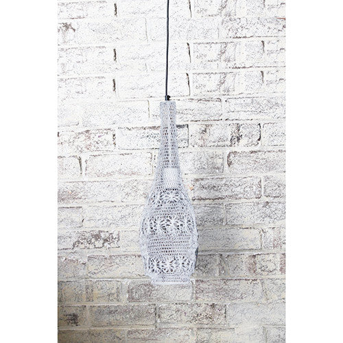 Crochet Lamp - Floral Bulb - White