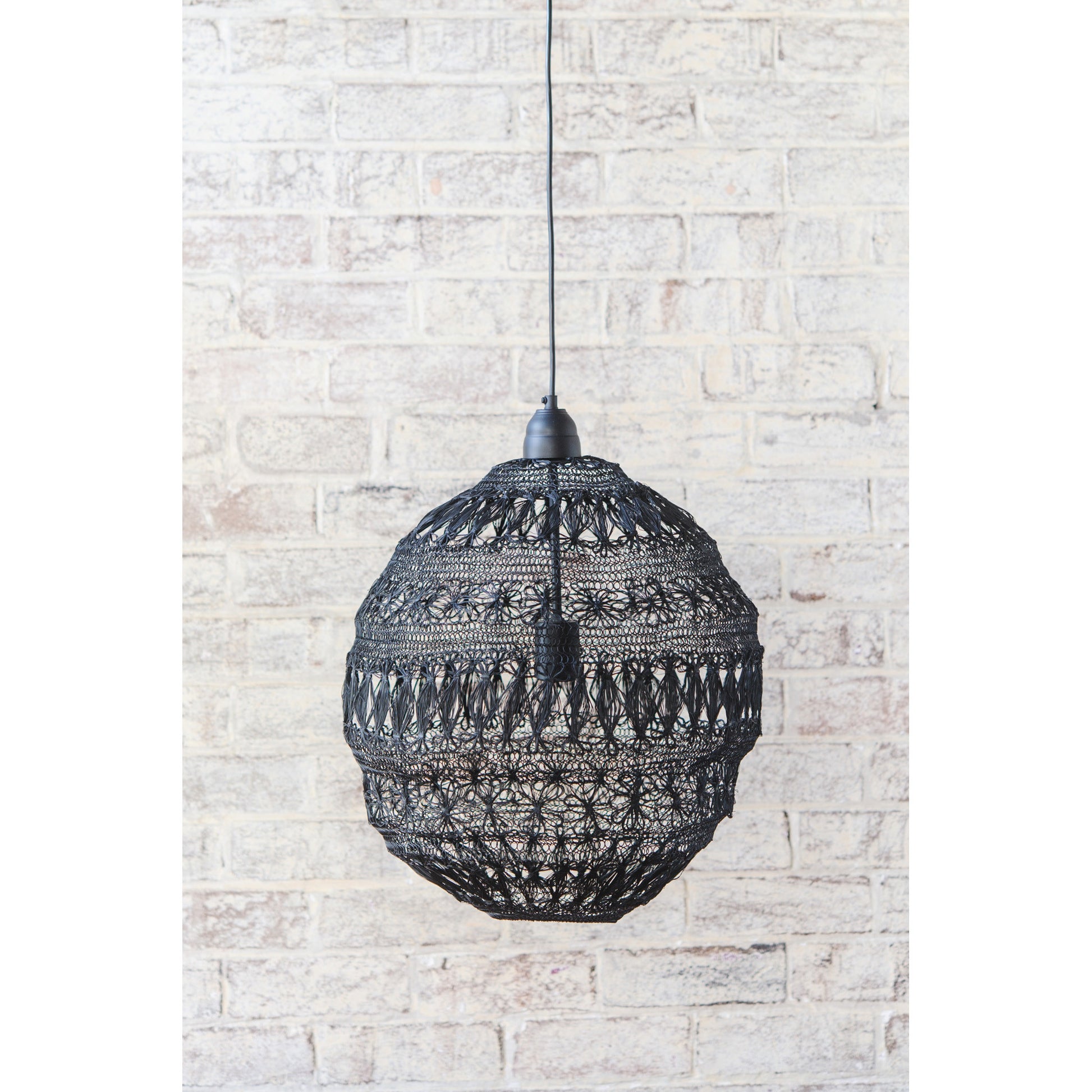 Crochet Lamp - Floral Ball - Black