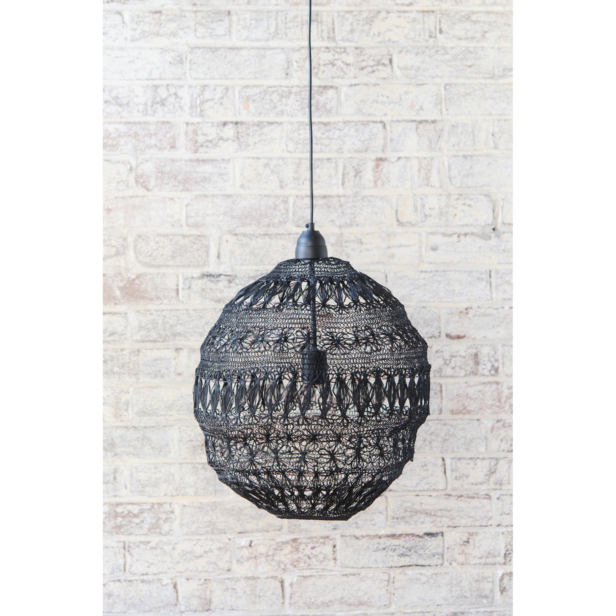 Crochet Lamp - Floral Ball - Black