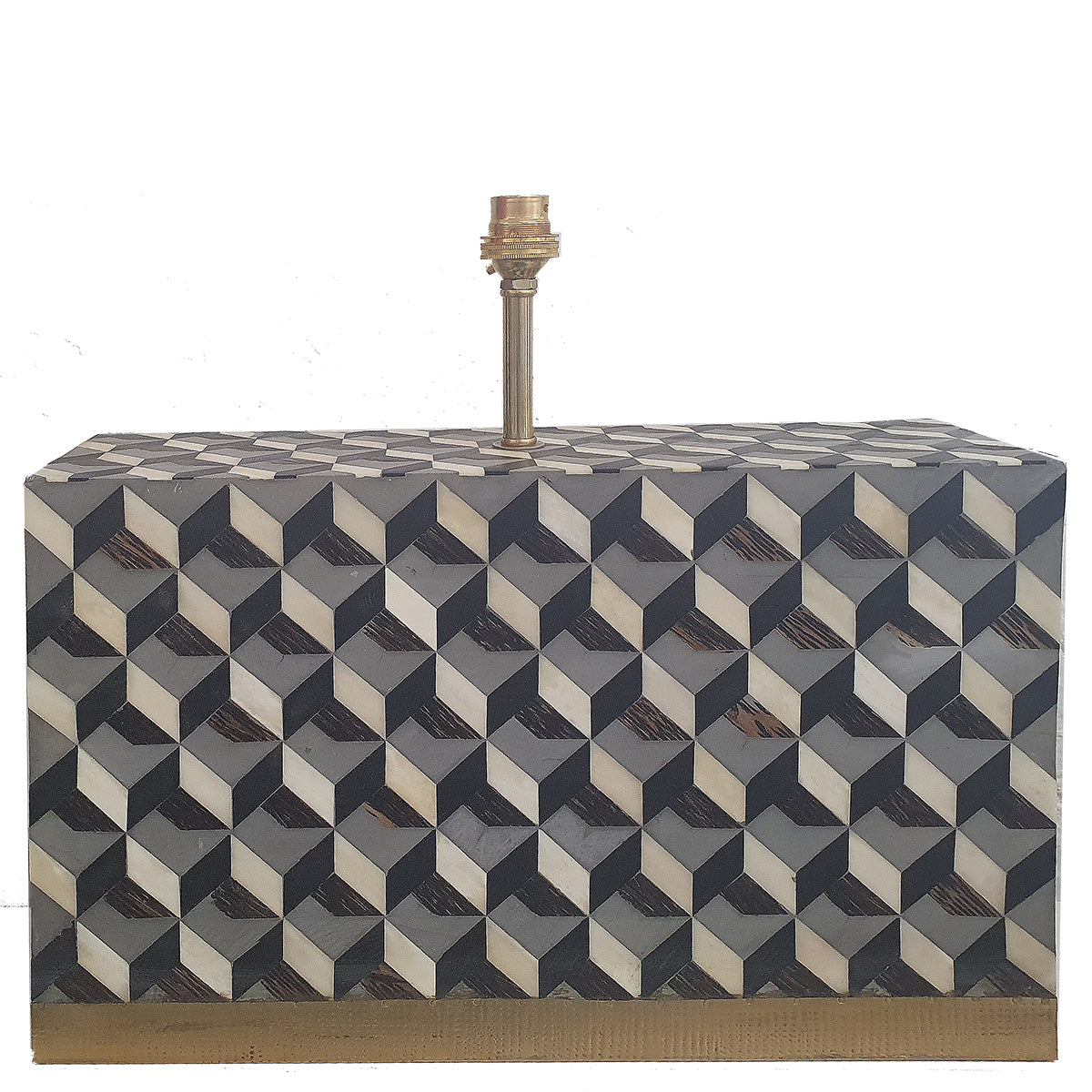 Bone / Timber  Inlay Rectangular Lamp Base with Me - Black / Brown / White